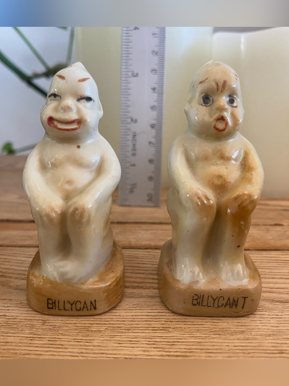 Vintage Novelty Billy Can Billy Can't Toilet Potty Salt & Pepper Shakers